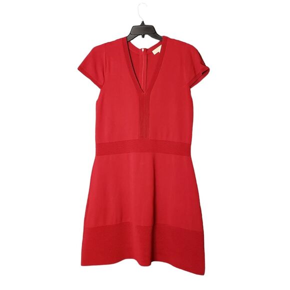 MICHEAL Micheal Kors Ottoman Flare-Hem Dress Mango Red Size 1X - Picture 3 of 11
